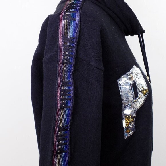 nwt y2k PINKSequin Bling Campus Cowl Neck Sweatshirt Pullover - Picture 3 of 13